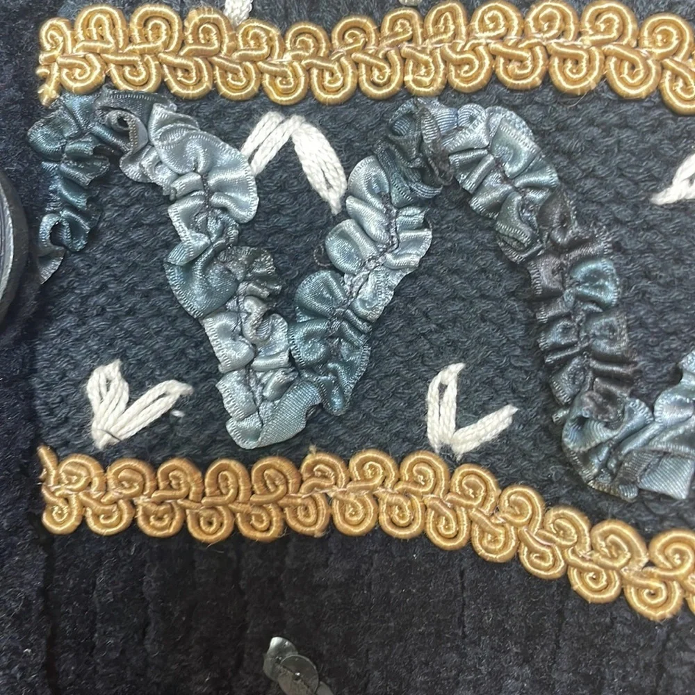 Vintage Sandy Starkman || Chenille Button Front/Ribbon Art Sweater/Jacket - Picture 8 of 17